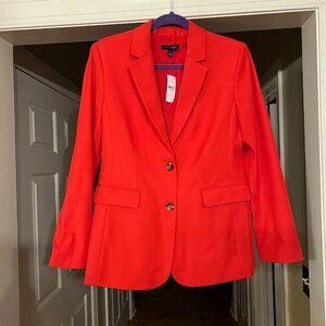 NWT Ann Taylor Greenwich Blazer Jacket  in Cherry Red Stretch Twill Size 4